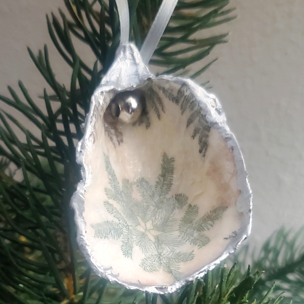 Oyster shell Christmas ornaments
